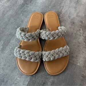 A New Day Women's Tan and Silver Braided Sandals
